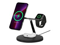 Belkin BoostCharge Pro - Trådlöst laddställ - med MagSafe + växelströmsadapter - 15 Watt - Fast Charge - svart WIZ017VFBK