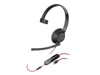 Poly Blackwire 5210 - Blackwire 5200 series - micro-casque - sur-oreille - filaire - Suppresseur de bruit actif - jack 3,5mm, USB-C - noir - Certifié pour Skype for Business, certifié Zoom, Certifié pour Microsoft Teams, Certifié Avaya, certifié Cisco Jabber, Works With Chromebook Certified, certifié UC 8X230AA