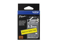 Brother HSe-611E - Svart på gult - Rulle (0,52 cm x 1,5 m) 1 kassett(er) hängande låda - rörtejp för värmekrympning - för P-Touch PT-D800W, PT-E550WVP HSE611E
