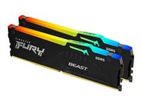 Kingston FURY Beast RGB - DDR5 - pakkaus - 16 Gt: 2 x 8 Gt - DIMM 288 nastaa - 6000 MHz / PC5-48000 - CL40 - 1.1 V - puskuroimaton - on-die ECC KF560C40BBAK2-16