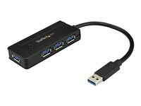 Startech USB 3.0-hubb med 4 portar - Minihubb med laddningsport - Strömadapter medföljer - Hubb - 4 x SuperSpeed USB 3.0 - skrivbordsmodell - för P/N: USB312SAT3CB, USB315CB2M, USBLT1MWS, USBLT2MBR, USBLT30CMW, USBLTM1MBK, USBLTM1MWH ST4300MINI