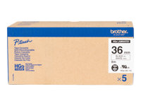 Brother HGE-261V5 - Svart på vitt - Rulle 3,6 cm x 8 m) 5 kassett(er) bandlaminat - för P-Touch PT-9500pc, PT-9800PCN; P-Touch R RL-700S HGE261V5