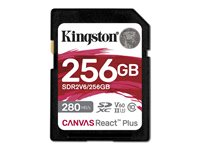 Kingston Canvas React Plus - Flash-muistikortti - 256 Gt - Video Class V60 / UHS-II U3 / Class10 - SDXC UHS-II SDR2V6/256GB