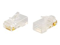 C2G RJ45 Cat5E Modular Plug (with Load Bar) for Round Solid/Stranded Cable - Verkon liitin - RJ-45 (uros) - CAT 5e (pakkaus sisältää 50) 88124