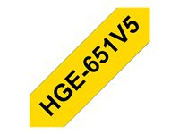 Brother HGE-651V5 - Svart på gult - Rulle ( 2,4 cm x 8 m) 5 kassett(er) bandlaminat - för P-Touch PT-9500pc, PT-9800PCN; P-Touch R RL-700S HGE651V5