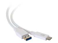 C2G 10ft USB C 3.0 to USB Cable - USB C to USB A - M/M - USB-kabel - USB typ A (hane) till USB-C (hane) - USB 3.1 - 30 V - 3 A - 3.05 cm - vit 28837