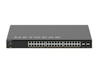 NETGEAR AV Line M4350-36X4V - Kytkin - L3 - Hallinnoitu - 36 x 100/1000/2.5G/5G/10GBase-T (PoE++) + 4 x 1/10/25 Gigabit SFP28 - ilmavirtaus edestä taaksepäin - telineeseen asennettava - PoE++ (280 W) XSM4340CV-100NES