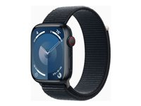Apple Watch Series 9 (GPS + Cellular) - 45 mm - alumiini keskiyö - älykello kanssa urheiluranneke - pehmeä kaksikerroksinen nailon - keskiyö - 64 Gt - Wi-Fi, Bluetooth, UWB, LTE - 4G - 39 g MRMF3KS/A