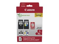 Canon PG-540L/CL-541XL Photo Value Pack - Kiiltävä - 2 pakettia - Tuottoisa - musta, väri (sinivihreä, sinipunainen, keltainen) - alkuperäinen - ripustuslaatikko - mustesäiliö / paperisarja malleihin PIXMA MG3250, MG3550, MG3650, MG4250, MX395, MX455, MX475, MX525, MX535, TS5150, TS5151 5224B012