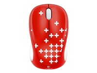 Logitech M235 - 2:a generationen - mus - höger- och vänsterhänta - optisk - trådlös - 2.4 GHz - trådlös USB-mottagare - schweizisk flagga 910-004035