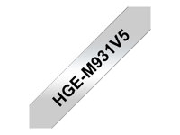 Brother HGE-M931V5 - Musta hopealla - Rulla (1,2 cm x 8 m) 5 kasetti(a) laminaattinauha malleihin P-Touch PT-9500pc, PT-9700PC, PT-9800PCN; P-Touch R RL-700S HGEM931V5