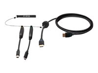 C2G 6ft (1.8m) 4K HDMI Premium Cable and Dongle Adapter Ring with Color Coded Mini DisplayPort and USB-C - Videoadaptersats - svart - 4K60Hz stöd, 4K 30 Hz-stöd (DisplayPort), guldblinkade kontakter C2G30054