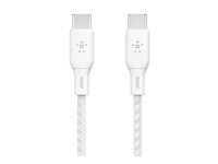 Belkin BoostCharge - USB-kaapeli - 24 pin USB-C (uros) to 24 pin USB-C (uros) - 3 m - valkoinen CAB014BT3MWH