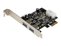 Startech PCI Express (PCIe) SuperSpeed USB 3.0-kortadapter med 2 portar och UASP ? LP4-ström - USB-adapter - PCI Express x1 - USB 3.0 x 2 - för P/N: CFASTRWU3, S251SMU33EP, ST103008U2C, ST53004U1C, ST7300U3M, ST93007U2C, UNI251BMU33 PEXUSB3S25