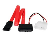 StarTech.com 36in Slimline SATA to SATA with LP4 Power Cable Adapter (SLSATAF36) - SATA-kabel - Serial ATA 150/300/600 - Smal SATA (hona) till SATA, 4-stifts intern ström (12V) - 91.4 cm - röd SLSATAF36