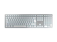 CHERRY KW 9100 SLIM - Tangentbord - trådlös - 2.4 GHz, Bluetooth 4.0 - hela norden - tangentbrytare: CHERRY SX - silver, vit JK-9110PN-1