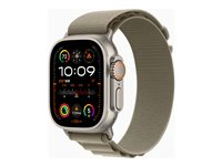 Apple Watch Ultra 2 - 49 mm - titanium - älykello kanssa Alpine-ranneke - tekstiili - oliivi pannan koko: M - 64 Gt - LTE, Wi-Fi, Bluetooth, UWB - 4G - 61.4 g MREY3KS/A