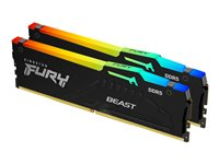 Kingston FURY Beast RGB - DDR5 - pakkaus - 16 Gt: 2 x 8 Gt - DIMM 288 nastaa - 5200 MHz / PC5-41600 - CL36 - 1.25 V - puskuroimaton - on-die ECC - musta KF552C36BBEAK2-16