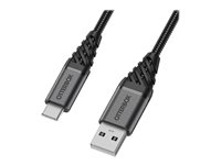 OtterBox Premium - USB-kabel - USB-C (hane) till USB (hane) - USB 2.0 - 3 A - 1 m - mörk asksvart 78-52664