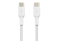 Belkin BoostCharge - USB-kaapeli - 24 pin USB-C (uros) to 24 pin USB-C (uros) - USB 2.0 - 2 m - valkoinen CAB004BT2MWH2PK