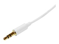 Startech 2m White Slim 3.5mm Stereo Audio Cable - 3.5mm Audio Aux Stereo - Male to Male Headphone Cable - 2x 3.5mm Mini Jack (M) White (MU2MMMSWH) - Ljudkabel - mini-phone stereo 3.5 mm hane till mini-phone stereo 3.5 mm hane - 2 m - vit MU2MMMSWH
