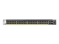 NETGEAR M4300-52G-PoE+ - Kytkin - L3 - Hallinnoitu - 2 x 10/100/1000/10000 + 2 x 10 Gigabit SFP+ + 48 x 10/100/1000 (PoE+) - ilmavirtaus edestä taaksepäin - telineeseen asennettava - PoE+ (860 W) GSM4352PB-100NES