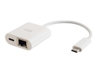 C2G USB C to Ethernet Adapter With Power Delivery - White - Verkkosovitin - USB-C - Gigabit Ethernet x 1 - valkoinen 82407