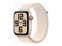 Apple Watch SE (GPS + Cellular) - 2. sukupolvi - 44 mm - tähtivalkoinen - älykello kanssa urheiluranneke - tekstiili - tähtivalkoinen - 32 Gt - Wi-Fi, Bluetooth, LTE - 4G - 33 g MRH23KS/A