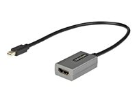 Startech Mini DisplayPort to HDMI Adapter, mDP to HDMI Adapter Dongle, 1080p, Mini DisplayPort 1.2 to HDMI Monitor/Display, Mini DP to HDMI Video Converter, 12" Long Attached Cable - Thunderbolt 1/2 Compatible (MDP2HDEC) - Videokort - Mini DisplayPort hane till HDMI hona - 30 cm - svart - passiv omvandlare MDP2HDEC