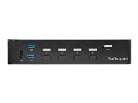 Startech DisplayPort KVM-switch med 4 portar - USB 3.0 - 4K 30 Hz - Omkopplare för tangentbord/video/mus/USB - 4 x KVM/ljud/USB + 3 x SuperSpeed USB - 1 lokal användare - rackmonterbar - Växelström 120/230 V/likström 9 - 12 V - för P/N: SV431RACK SV431DPU3A2