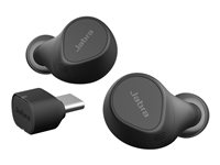 Jabra Evolve2 Buds MS - Aidosti langattomat kuulokkeet mikrofonilla varustettu - korvansisäiset - Bluetooth - aktiivinen melunpoisto - USB-C Bluetooth-sovitin - melua vaimentava - musta - sertifioitu Microsoft Teamsille 20797-999-899