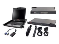 APC 2x1x16 IP KVM with APC 17" Rack LCD - KVM-konsol med omkopplare för tangentbord/video/mus - 16 portar - PS/2, USB - 17" - kan monteras i rack - 1280 x 1024 @ 75 Hz - VGA - svart - 1U - med 8 USB VM KVM Server Modules - för P/N: SMX1500RMNCUS, SRT1000RMXLI, SRT1000RMXLI-NC, SRT10RMXLIX806, SRT5KRMXLW-TW KVM-BN001