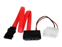 StarTech.com 12in Slimline SATA to SATA with LP4 Power Cable Adapter (SLSATAF12) - SATA-kabel - Serial ATA 150/300/600 - Smal SATA (hona) till SATA, 4-stifts intern ström (12V) - 30 cm - röd SLSATAF12