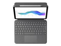 Logitech Folio Touch - Näppäimistö- ja kalvokotelo - sekä kosketuslevy - taustavalaisu - Apple Smart connector - QWERTY - Iso-Britannia - oxfordinharmaa malleihin Apple 10.9-inch iPad Air (4. sukupolvi, 5th generation) 920-009968