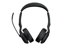 Jabra Evolve2 55 UC Stereo - Kuulokkeet + mikrofoni - korvien päällä - Bluetooth - langaton - aktiivinen melunpoisto - USB-C - musta - sekä latausalusta - Zoom-sertifioitu, Cisco Webex Certified, Optimoitu Microsoft Teamsille, Alcatel-Lucent -sertifioitu, Avaya-sertifioitu, Unify-sertifioitu, MFi-sertifioitu, Amazon Chime -sertifioitu 25599-989-889