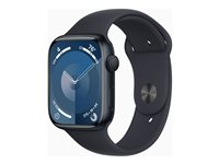 Apple Watch Series 9 (GPS) - 45 mm - alumiini keskiyö - älykello kanssa urheiluranneke - fluoroelastomeeri - keskiyö pannan koko: M/L - 64 Gt - Wi-Fi, Bluetooth, UWB - 38.7 g MR9A3KS/A