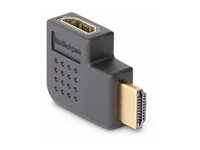 Startech Right Angle HDMI 2.0 Adapter, 90-Degree HDMI Port Saver, M/F - High Speed - HDMI-adapter - HDMI hane till HDMI hona högervinklad - svart - passiv, dubbelriktad, 4K60Hz stöd HDMI2HDMIMFRA
