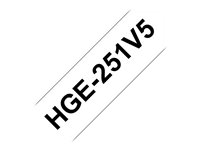 Brother HGE-251V5 - Musta valkoisella - Rulla (2,4 cm x 8 m) 5 kasetti(a) laminaattinauha malleihin P-Touch PT-9500pc, PT-9700PC, PT-9800PCN; P-Touch R RL-700S HGE251V5