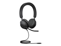 Jabra Evolve2 40 SE MS Stereo - Kuulokkeet + mikrofoni - korvien päällä - langallinen - USB-C - melua vaimentava - sertifioitu Microsoft Teamsille 24189-999-899