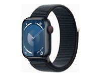 Apple Watch Series 9 (GPS + Cellular) - 41 mm - alumiini keskiyö - älykello kanssa urheiluranneke - pehmeä kaksikerroksinen nailon - keskiyö - 64 Gt - Wi-Fi, Bluetooth, UWB, LTE - 4G - 32.1 g MRHU3KS/A