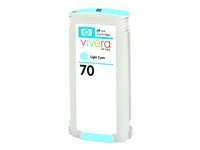 HP 70 - 130 ml - vaalea sinivihreä - alkuperäinen - DesignJet - mustepatruuna malleihin DesignJet HD Pro MFP, T120, Z2100, Z3100, Z3100ps, Z3200, Z3200ps, Z5200, Z5400 C9390A