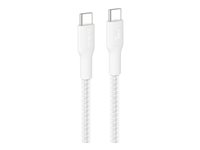 Belkin BoostCharge Eco - USB-kabel - USB-C (hane) till USB-C (hane) - USB 2.0 - DC 48 V - 5 A - 3 m - USB-strömförsörjning (240W), braided - vit CAB025HQ3MWH