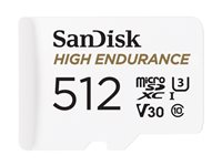 SanDisk High Endurance - Flash-muistikortti (microSDXC to SD -adapteri sisältyvä) - 512 Gt - Video Class V30 / UHS-I U3 / Class10 - microSDXC UHS-I SDSQQNR-512G-GN6IA