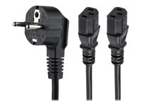 StarTech 2m (6ft) Computer Power Cord, 18AWG, EU Schuko to 2x C13 Power Cord, 10A 250V, Black Replacement AC Cord, TV/Monitor Power Cable, Schuko CEE 7/7 to IEC 60320 2x C13 Power Cord - PC Power Supply Cable - Strömkabel - power CEE 7/7 (hane) till power IEC 60320 C13 - AC 250 V - 10 A - 2 m - svart PXT101YEU2M