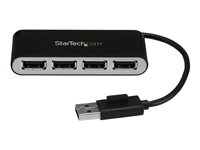 Startech Bärbar USB 2.0-hubb med 4 portar och inbyggd kabel - Hubb - 4 x USB 2.0 - skrivbordsmodell ST4200MINI2