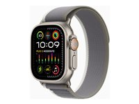 Apple Watch Ultra 2 - 49 mm - titanium - älykello kanssa Trail-ranneke - nailonkudos - vihreä/harmaa pannan koko: S/M - 64 Gt - LTE, Wi-Fi, Bluetooth, UWB - 4G - 61.4 g MRF33KS/A