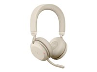 Jabra Evolve2 75 - Kuulokkeet + mikrofoni - korvien päällä - Bluetooth - langaton - aktiivinen melunpoisto - USB-A - melua vaimentava - beige - sertifioitu Microsoft Teamsille 27599-999-998