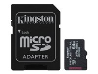 Kingston Industrial - Flash-muistikortti (microSDXC to SD -adapteri sisältyvä) - 64 Gt - A1 / Video Class V30 / UHS-I U3 / Class10 - microSDXC UHS-I SDCIT2/64GB