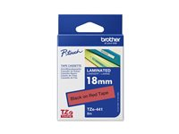 Brother TZe-441 - Standardlim - svart på röd - Rulle (1,8 cm x 8 m) 1 kassett(er) bandlaminat - för Brother P-Touch Cube Plus PT-P710BT, PT-P710BTH; P-Touch EDGE PT-P750WVP and P-Touch. TZE441