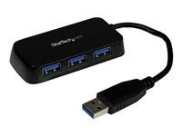 Startech Bärbar SuperSpeed mini USB 3.0-hubb med 4 portar - Svart - Hubb - 4 x SuperSpeed USB 3.0 - skrivbordsmodell - för P/N: FCREADMICRO3, MSDREADU3CA, USB3S2ESATA3 ST4300MINU3B